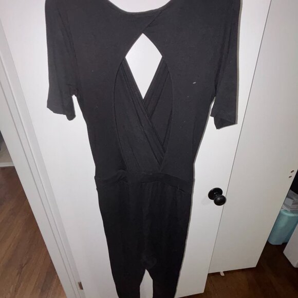 ASOS Tall Open Back Wrap Front Jersey Jumpsuit with Short Sleeves, Size 8 Tall - Picture 4 of 7